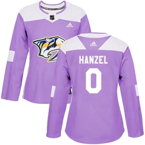 Nashville Predators Jeremy Hanzel Official Purple Adidas Authentic Women's Fights Cancer Practice NHL Hockey Jersey