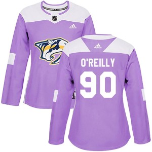 Nashville Predators Ryan O'Reilly Official Purple Adidas Authentic Women's Fights Cancer Practice NHL Hockey Jersey