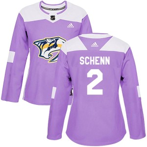Nashville Predators Luke Schenn Official Purple Adidas Authentic Women's Fights Cancer Practice NHL Hockey Jersey