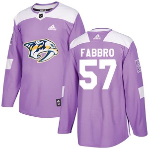 Nashville Predators Dante Fabbro Official Purple Adidas Authentic Adult Fights Cancer Practice NHL Hockey Jersey