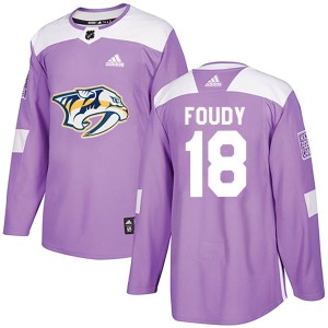 Nashville Predators Liam Foudy Official Purple Adidas Authentic Adult Fights Cancer Practice NHL Hockey Jersey