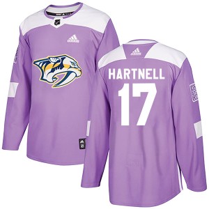 Nashville Predators Scott Hartnell Official Purple Adidas Authentic Adult Fights Cancer Practice NHL Hockey Jersey