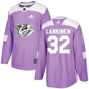 Nashville Predators Kevin Lankinen Official Purple Adidas Authentic Adult Fights Cancer Practice NHL Hockey Jersey