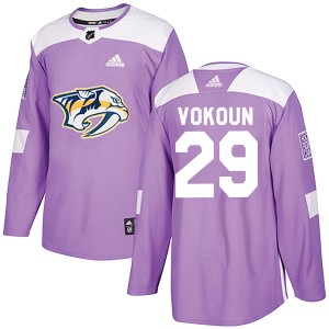 Nashville Predators Tomas Vokoun Official Purple Adidas Authentic Adult Fights Cancer Practice NHL Hockey Jersey