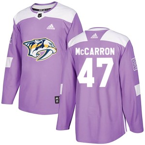 Nashville Predators Michael McCarron Official Purple Adidas Authentic Youth Fights Cancer Practice NHL Hockey Jersey