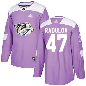 Nashville Predators Alexander Radulov Official Purple Adidas Authentic Youth Fights Cancer Practice NHL Hockey Jersey