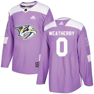 Nashville Predators Jasper Weatherby Official Purple Adidas Authentic Youth Fights Cancer Practice NHL Hockey Jersey