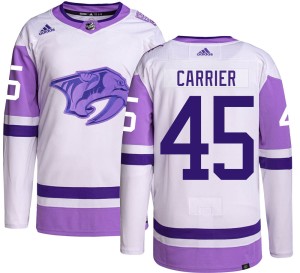 Nashville Predators Alexandre Carrier Official Adidas Authentic Youth Hockey Fights Cancer NHL Hockey Jersey