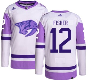 Nashville Predators Mike Fisher Official Adidas Authentic Youth Hockey Fights Cancer NHL Hockey Jersey