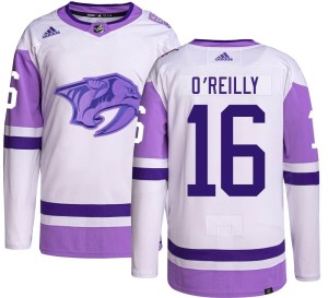Nashville Predators Cal O'Reilly Official Adidas Authentic Youth Hockey Fights Cancer NHL Hockey Jersey