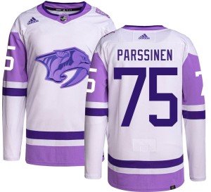Nashville Predators Juuso Parssinen Official Adidas Authentic Youth Hockey Fights Cancer NHL Hockey Jersey