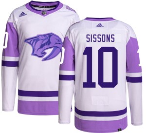 Nashville Predators Colton Sissons Official Adidas Authentic Youth Hockey Fights Cancer NHL Hockey Jersey