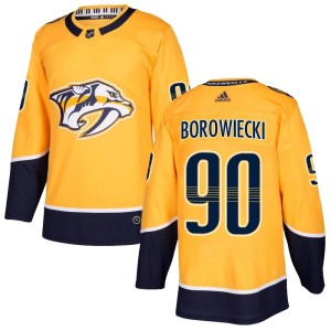 Nashville Predators Mark Borowiecki Official Gold Adidas Authentic Adult Home NHL Hockey Jersey