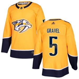Nashville Predators Kevin Gravel Official Gold Adidas Authentic Adult Home NHL Hockey Jersey