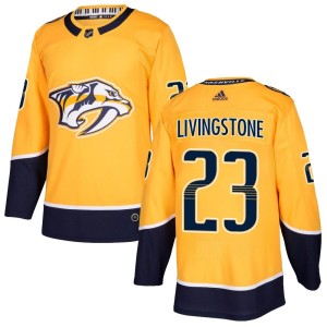 Nashville Predators Jake Livingstone Official Gold Adidas Authentic Adult Home NHL Hockey Jersey