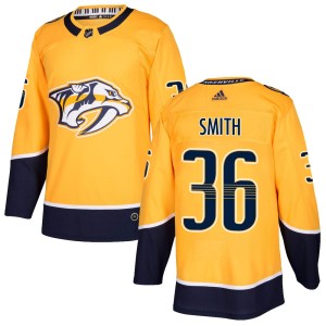 Nashville Predators Cole Smith Official Gold Adidas Authentic Adult Home NHL Hockey Jersey
