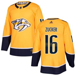 Nashville Predators Jason Zucker Official Gold Adidas Authentic Adult Home NHL Hockey Jersey