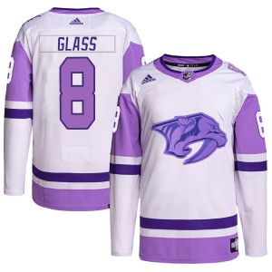 Nashville Predators Cody Glass Official White/Purple Adidas Authentic Youth Hockey Fights Cancer Primegreen NHL Hockey Jersey