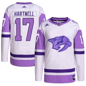 Nashville Predators Scott Hartnell Official White/Purple Adidas Authentic Youth Hockey Fights Cancer Primegreen NHL Hockey Jersey