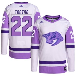 Nashville Predators Jordin Tootoo Official White/Purple Adidas Authentic Youth Hockey Fights Cancer Primegreen NHL Hockey Jersey
