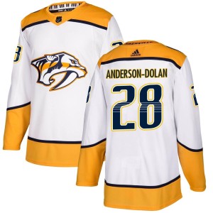 Nashville Predators Jaret Anderson-Dolan Official White Adidas Authentic Youth Away NHL Hockey Jersey