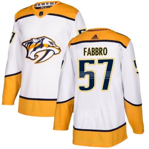 Nashville Predators Dante Fabbro Official White Adidas Authentic Youth Away NHL Hockey Jersey