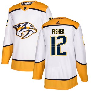 Nashville Predators Mike Fisher Official White Adidas Authentic Youth Away NHL Hockey Jersey