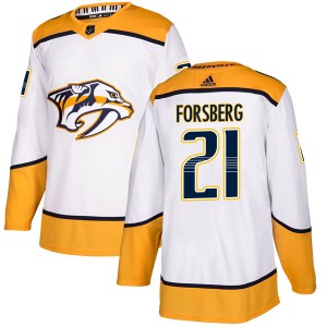 Nashville Predators Peter Forsberg Official White Adidas Authentic Youth Away NHL Hockey Jersey