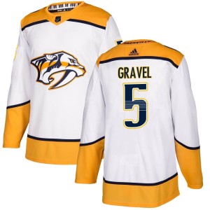 Nashville Predators Kevin Gravel Official White Adidas Authentic Youth Away NHL Hockey Jersey