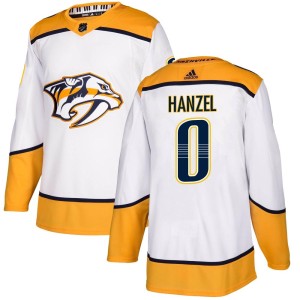 Nashville Predators Jeremy Hanzel Official White Adidas Authentic Youth Away NHL Hockey Jersey
