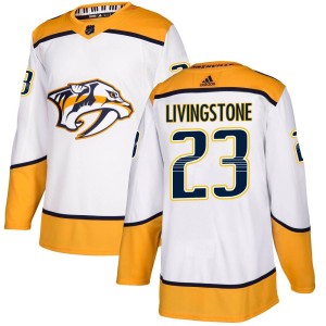 Nashville Predators Jake Livingstone Official White Adidas Authentic Youth Away NHL Hockey Jersey