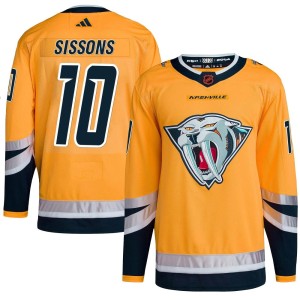 Nashville Predators Colton Sissons Official Yellow Adidas Authentic Youth Reverse Retro 2.0 NHL Hockey Jersey
