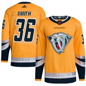 Nashville Predators Cole Smith Official Yellow Adidas Authentic Youth Reverse Retro 2.0 NHL Hockey Jersey