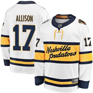 Nashville Predators Wade Allison Official White Fanatics Branded Breakaway Youth 2020 Winter Classic Player NHL Hockey Jersey