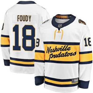 Nashville Predators Liam Foudy Official White Fanatics Branded Breakaway Youth 2020 Winter Classic Player NHL Hockey Jersey