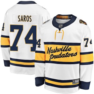 Nashville Predators Juuse Saros Official White Fanatics Branded Breakaway Youth 2020 Winter Classic NHL Hockey Jersey